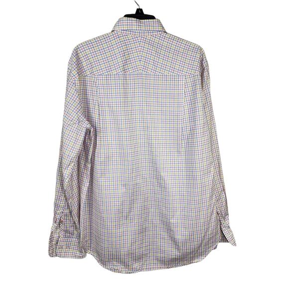 J McLaughlin Mens Shirt Medium White Check Long Sleeve Preppy Pocket Button Up - Picture 2 of 12
